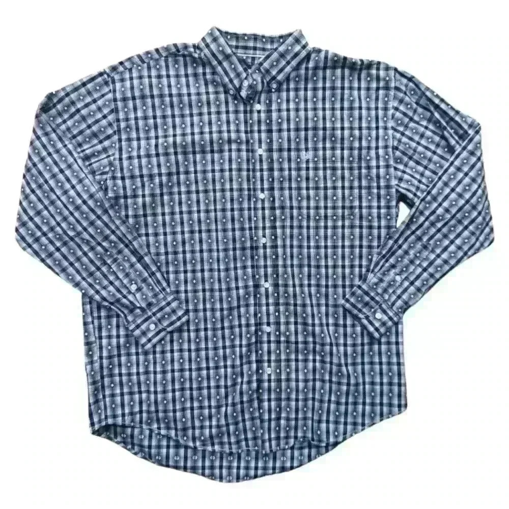 Panhandle Roughstock Black and White Diamond Pattern Long Sleeve Button-Down